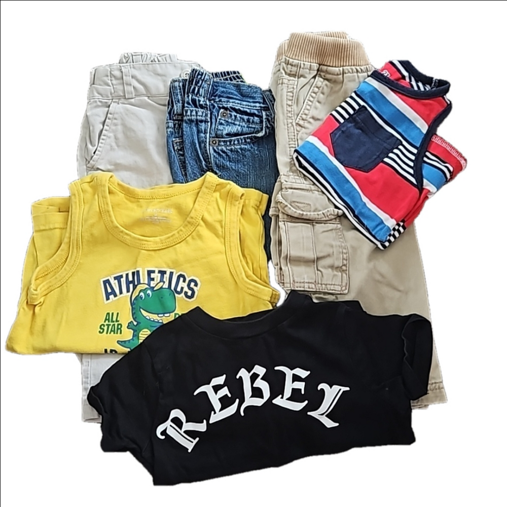 3 pairs Pants 12-18 months plus 3 tops